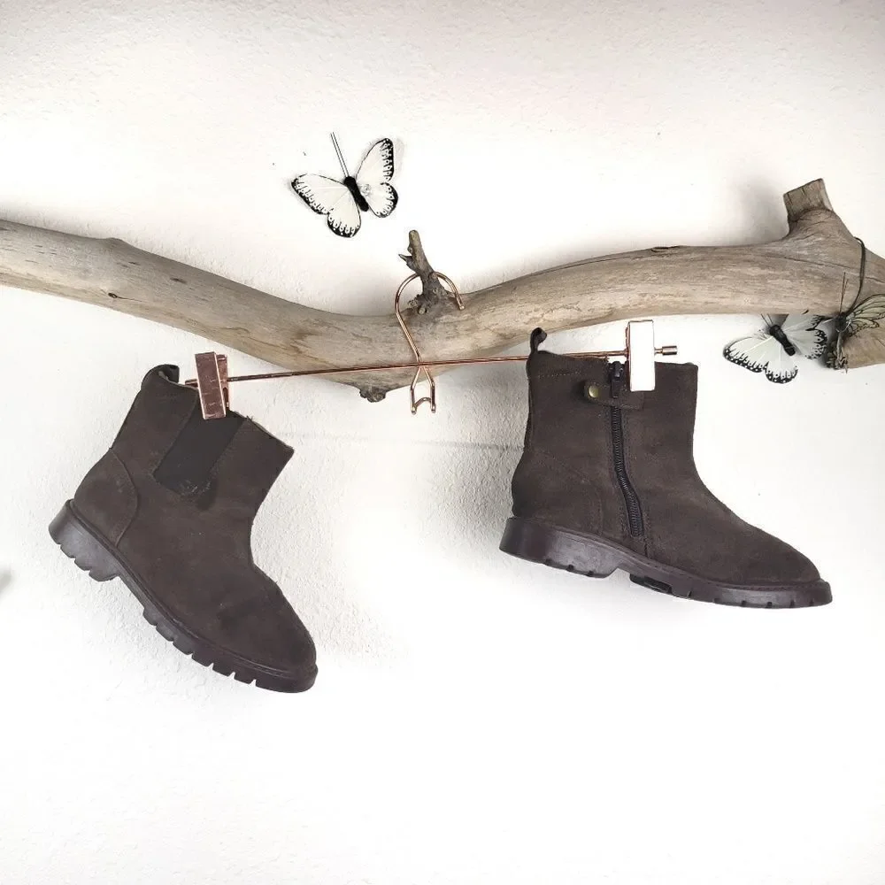 Janie and jack side sip brown suede moto booties